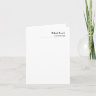 Minimalist Plain Red White Modern Note Card