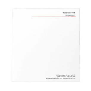 Minimalist Plain Red White Modern Notepad