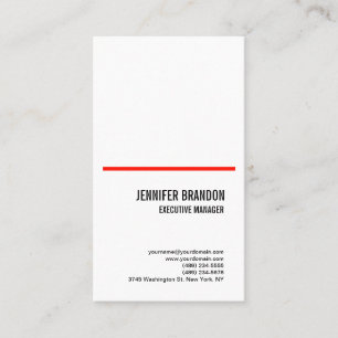 Minimalist Plain Red White Modern Professional Business Card