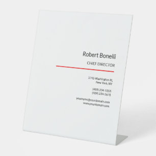 Minimalist Plain Red White Modern Standard Pedestal Sign