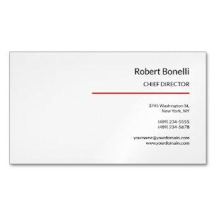 Minimalist Plain Red White Modern Standard Size Magnetic Business Card