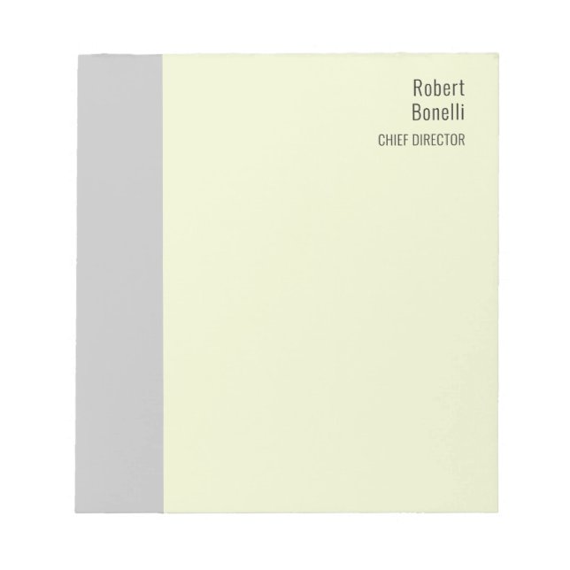 Minimalist Plain Signature Cream Grey Modern Notepad (Front)