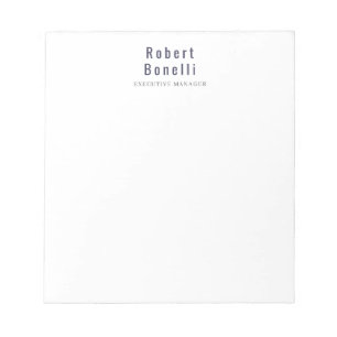 Minimalist Plain Simple White Modern Professional Notepad