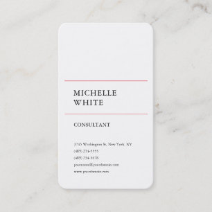 Minimalist Plain Simple White Red Professional Business Card