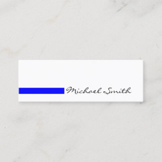 Minimalist Plain White Modern Blue Mini Business Card