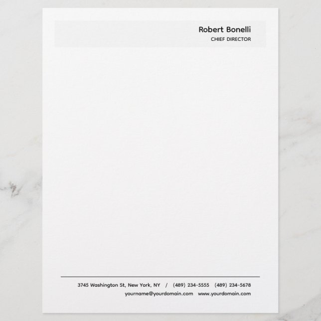 Minimalist Plain White Modern  Custom Letterhead (Front)