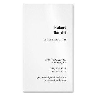 Minimalist Plain White Modern Magnetic Business Card