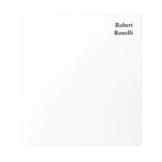 Minimalist Plain White Modern Notepad (Front)