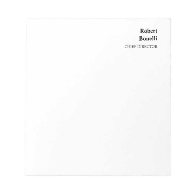 Minimalist Plain White Modern Notepad (Front)