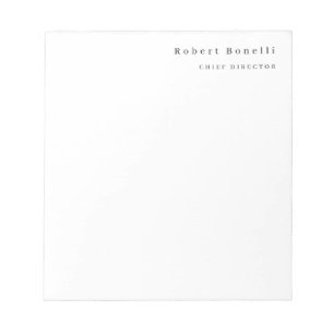 Minimalist Plain White Modern  Notepad