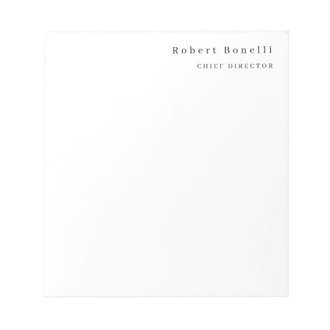 Minimalist Plain White Modern  Notepad (Front)