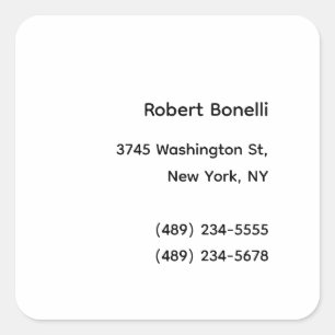 Minimalist Plain White Modern  Square Sticker