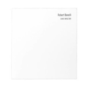 Minimalist Plain White Modern Standard Size Notepad