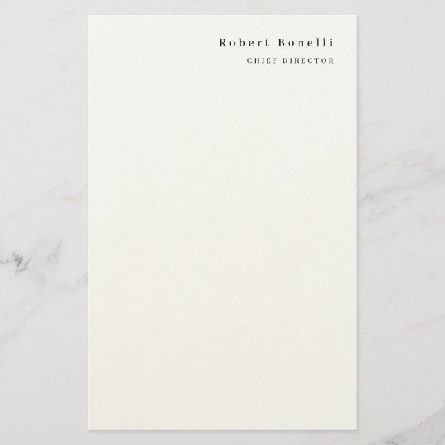Minimalist Plain White Modern  Stationery (Front)