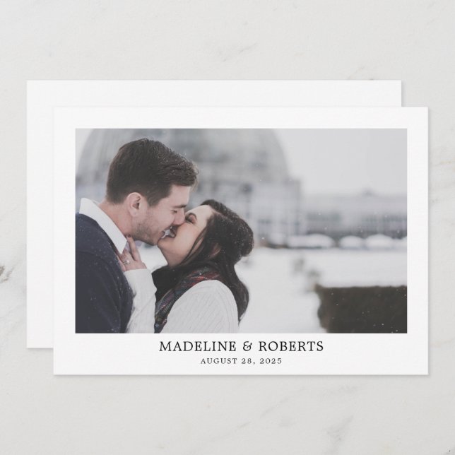 Minimalist Plain White Photo Wedding Thank You Card (Front/Back)