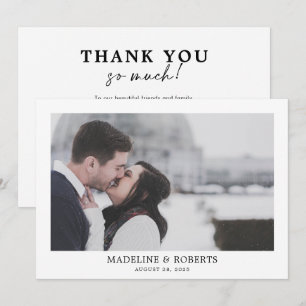 Minimalist Plain White Photo Wedding Thank You Card
