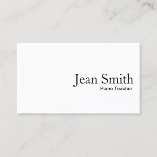 Minimalist Plain White Piano Teacher Business Card