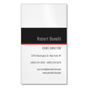 Minimalist Plain White Red Grey Modern Pearl Magnetic Business Card