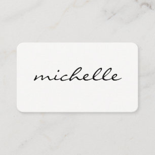 Minimalist Plain White with Cursive Text Business Card