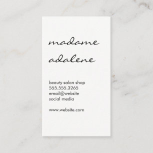 Minimalist Plain White with Cursive Text Business Card