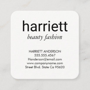 Minimalist Plain White with Cursive Text Square Business Card
