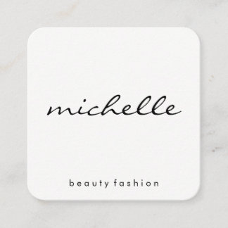 Minimalist Plain White with Cursive Text Square Business Card