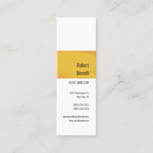 Minimalist Plain Yellow Orange White Modern Mini Business Card