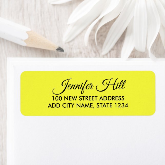 Minimalist plain yellow Return Address Label (Insitu)