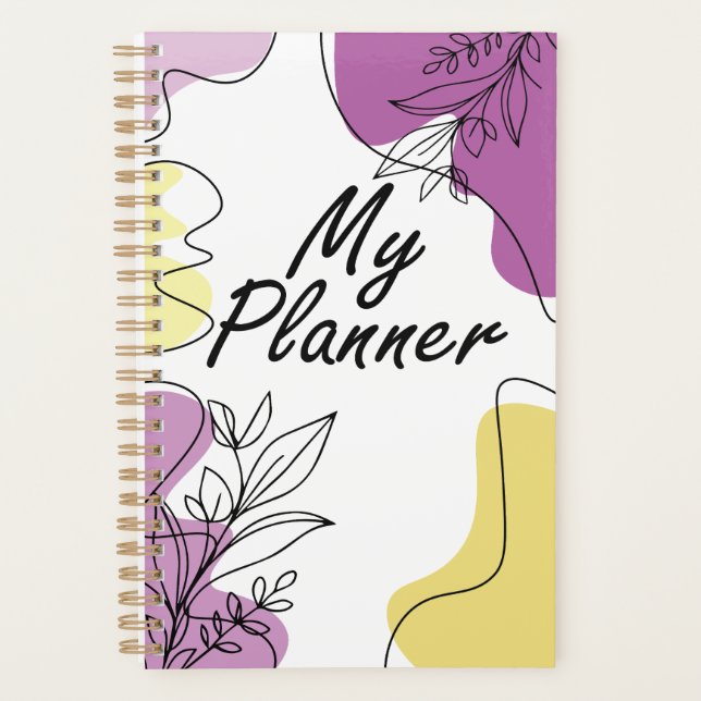 Minimalist Planner Cover -Line Art Floral Notebook (Front)