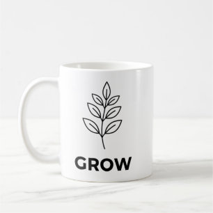 Minimalist Plant “Grow” Inspirational Coffee Mug