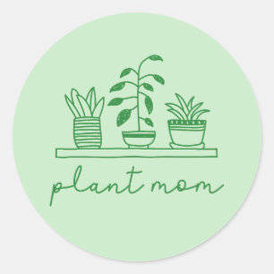 Minimalist Plant Mum Cute Plant Lover Classic Round Sticker