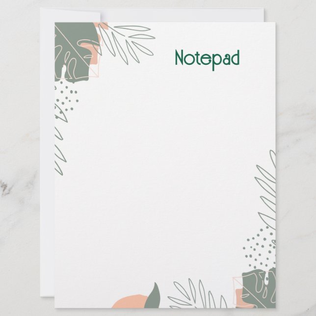 Minimalist plant paper notebook custom letterhead (Front)