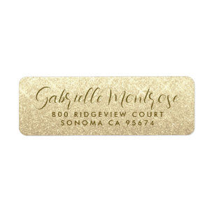 Minimalist Platinum Glitter Script Return Address Label
