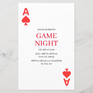 Minimalist Playing Card Game Night Add Details