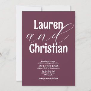 Minimalist Plum Modern Scripture Wedding Invitation