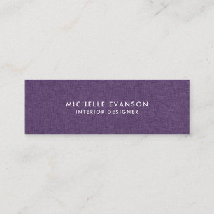 Minimalist Plum Purple Linen Simple Mini Business Card