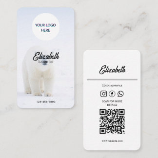 Minimalist Polar Bear Business Cards –Customisable