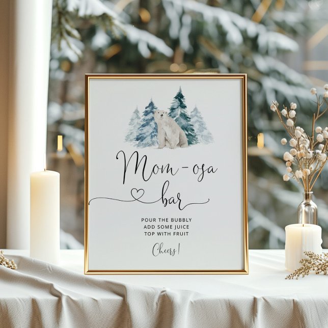 Minimalist polar bear mom-osa bar Poster (Creator Uploaded)