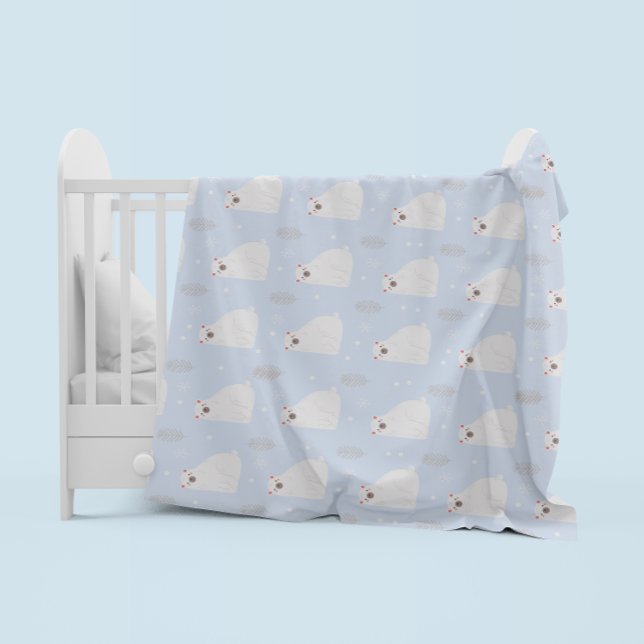 Minimalist Polar Bear Pattern Nursery Decor Fleece Blanket (Minimalist Polar Bear Pattern Nursery Decor Fleece Blanket)