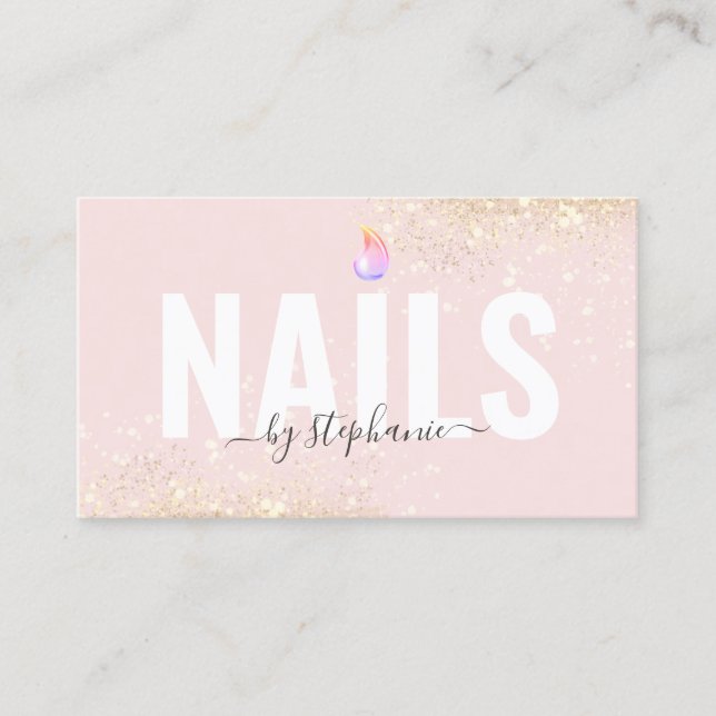 Minimalist Polish Nail Beauty Salon QR Code Pink Calling Card (Front)