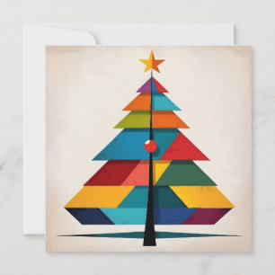 Minimalist Pop Art Geometric Christmas Tree Holiday Card