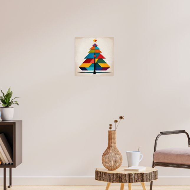 Minimalist Pop Art Geometric Christmas Tree Poster (Living Room 3)