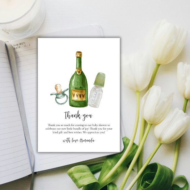 Minimalist Poppin Champagne Bottles Baby Shower Thank You Card (Minimalist Poppin Champagne Bottles Baby Shower Thank You Card)