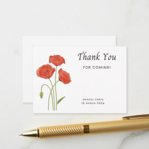 Minimalist Poppy Thank You Note   Customizable Eve Enclosure Card
