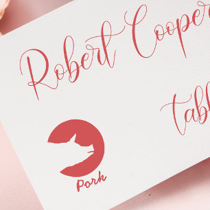 Minimalist Pork Wedding Guests Meal Choice Rubber Stamp