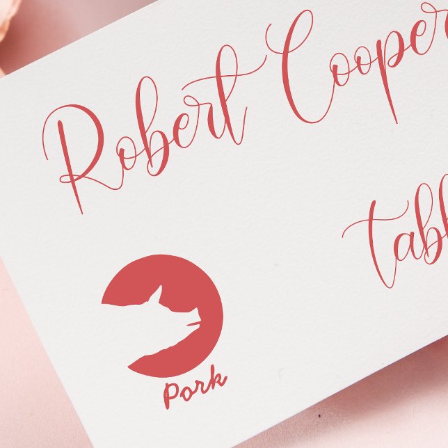 Minimalist Pork Wedding Guests Meal Choice Rubber Stamp (Creator Uploaded)