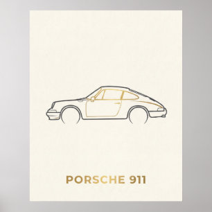 Minimalist Porsche 911 Line Art Poster