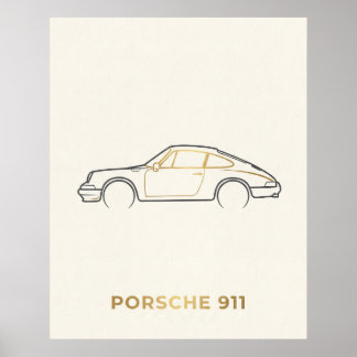 Minimalist Porsche 911 Line Art Poster