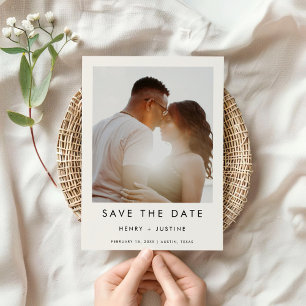 Minimalist Portrait Photo, Black & White Save The Date