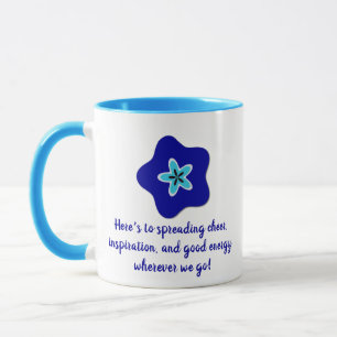 Minimalist Positive Vibes Floral Blue Evil Eye Art Mug